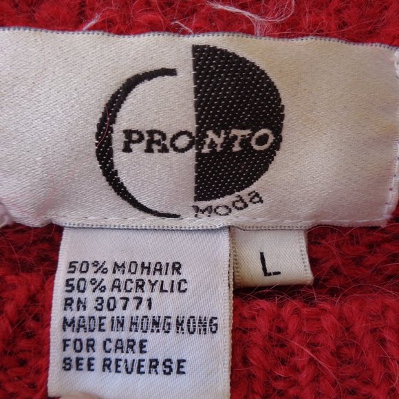 Vintage Red Mohair Cableknit Sweater - L - Picture 2 of 5